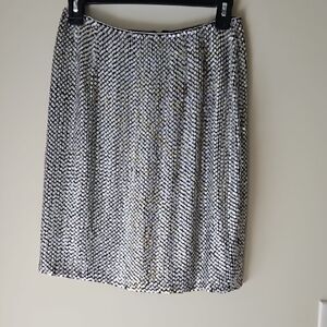 Linda Allard Ellen Tracy Silver Sequin Skirt